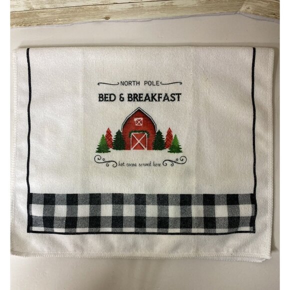 Kitchen Dish Towel North Pole Bed & Breakfast Barn Trees, 15x25 Christmas Decor - Picture 8 of 8